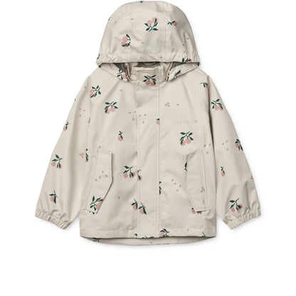 Beige Kapuzenjacke mit floralem Muster im Regenbekleidungsset PEDIA | Peach Sea Shell