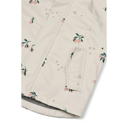 Leichtes Gewebe mit zartem Blumenmuster in Pink und Grün für Regenbekleidungsset PEDIA