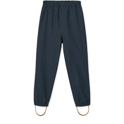 Dunkelblaue elastische Hosen mit Fußschlaufen aus dem Regenbekleidungsset PEDIA