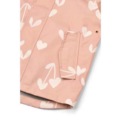 Rosa Regenbekleidungsset PEDIA Sweethearts aus recyceltem Polyester mit Herz-Muster