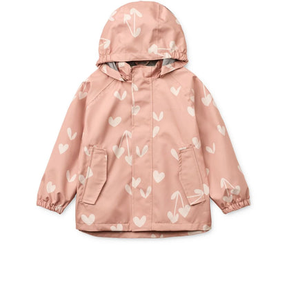 Rosa Herz-Muster Regenbekleidungsset PEDIA Liewood aus recyceltem Polyester