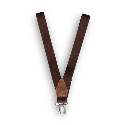 Braune Hosenträger mit Metallclip von Retro V Braces in Schokoladenbraun