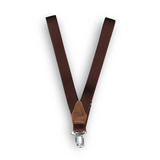 Braune Hosenträger mit Metallclip von Retro V Braces in Schokoladenbraun