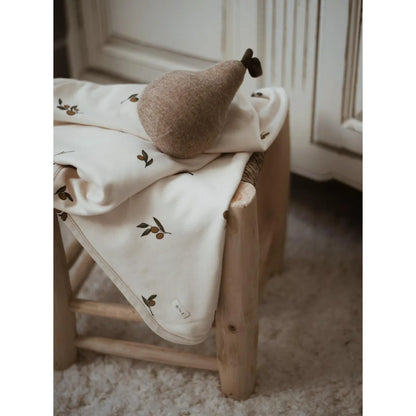 Weicher beige Birnen-Plüsch mit Stiel auf umkehrbarer Olive Garden Decke