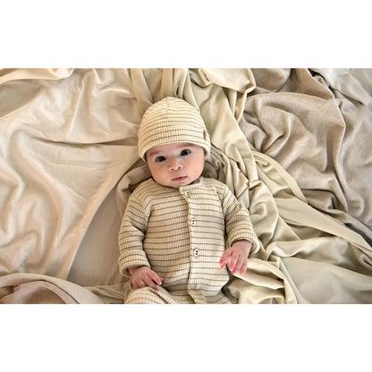 Baby in GOTS-zertifizierter Bio-Baumwolle Rib Beanie Biscuit Stripe