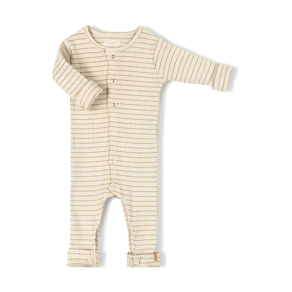 Gestreiftes Baby-Overall mit Knöpfen, Rib Onesie in Biscuit Stripe