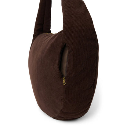 Rib Puffy Cross Body Bag | Dark Brown
