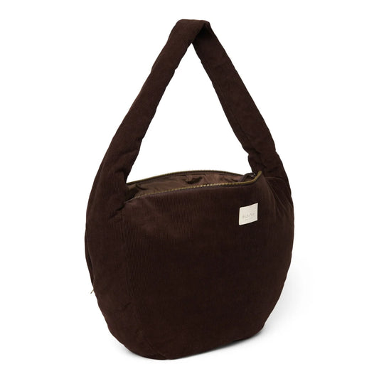 Rib Puffy Cross Body Bag | Dark Brown