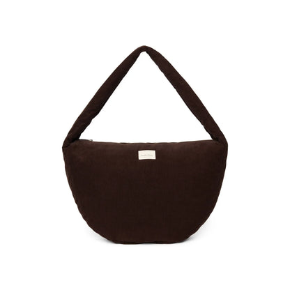 Rib Puffy Cross Body Bag | Dark Brown