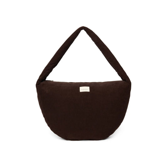 Rib Puffy Cross Body Bag | Dark Brown