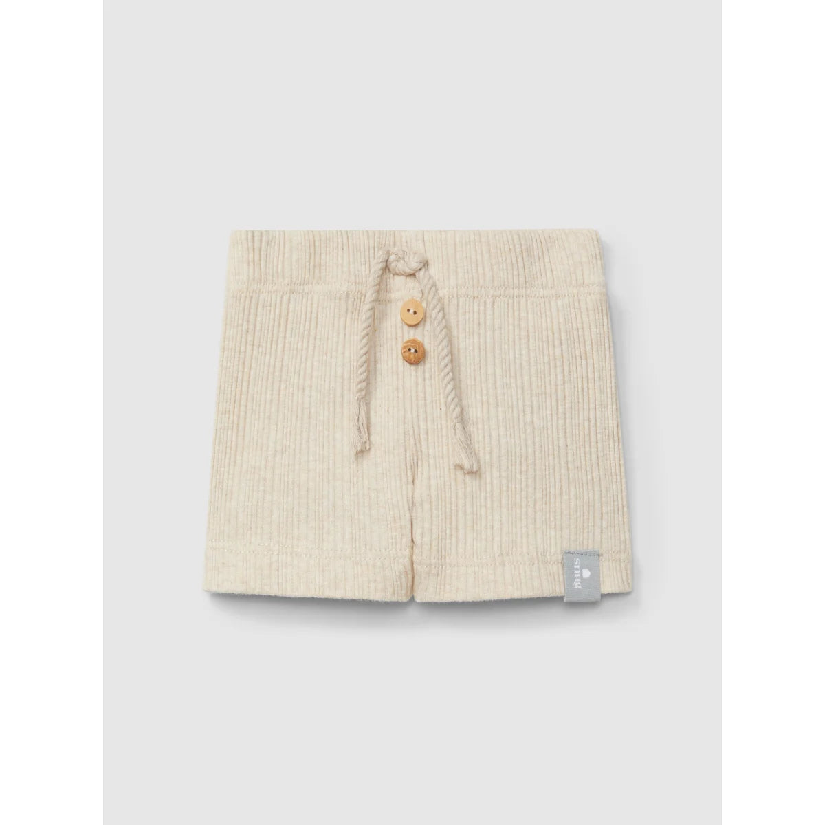 Beige strukturierte Babyshorts mit Zugband aus der Kollektion Ribbed - Jersey Shorts