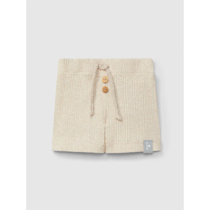 Beige strukturierte Babyshorts mit Zugband aus der Kollektion Ribbed - Jersey Shorts