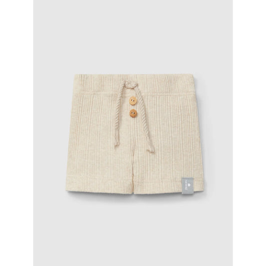 Beige strukturierte Babyshorts mit Zugband aus der Kollektion Ribbed - Jersey Shorts