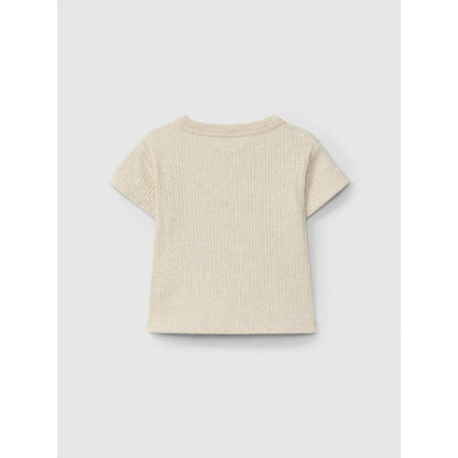 Cremfarbener gerippter Strick-T-Shirt aus der Kollektion Ribbed T-Shirt | natural