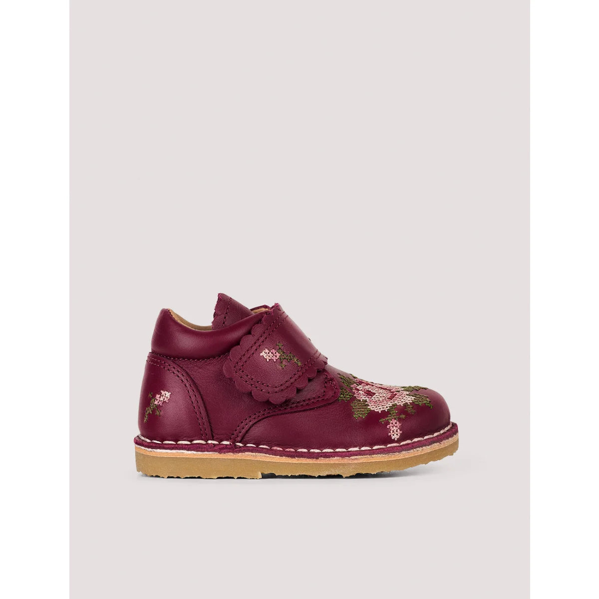 Rose Scallop Velcro Boot | Fuschia
