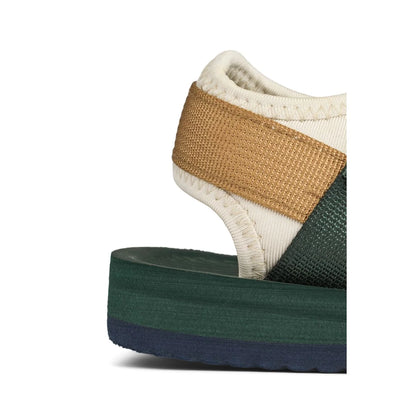 Plattform Sandale mit gewebten Riemen in Hunter Green Mix, Sandalen Monty