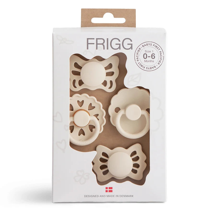 Frigg Schnuller Baby's First Floral Heart 4-Set in Cream