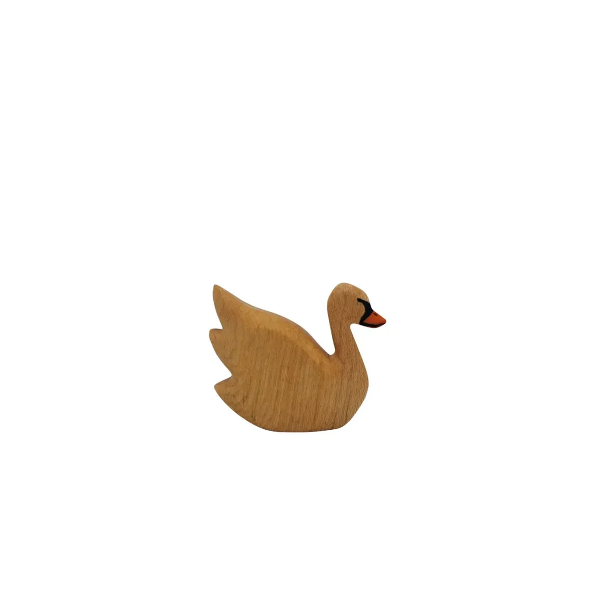 Carved wooden Swan with orange beak, kunsthandwerkliches Dekorstück, Schwan Produkt