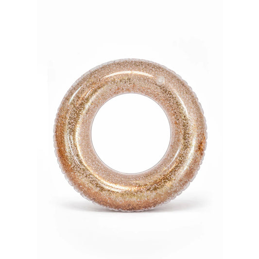 Schwimmring Baby Bloom mit schimmerndem Goldglitzer und geriffeltem Rand