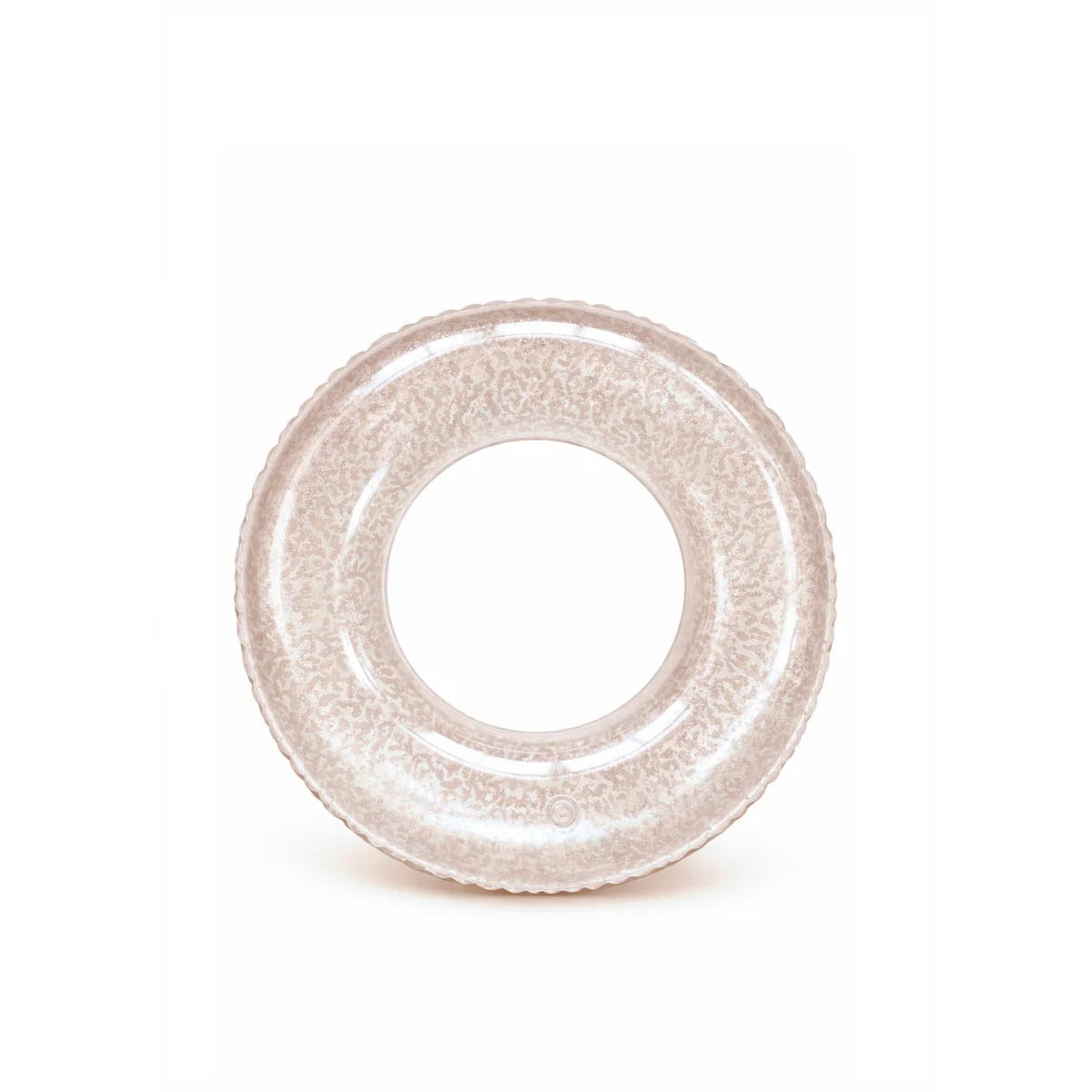 Schwimmring Blushin Coral, rosa transparent mit floraler Prägung und Wellenrand
