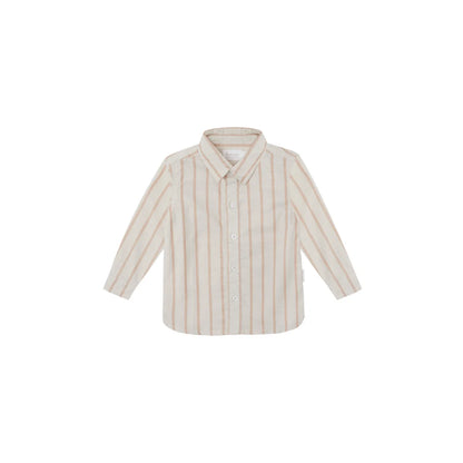 Beige gestreiftes Linen-Optic Shirt
