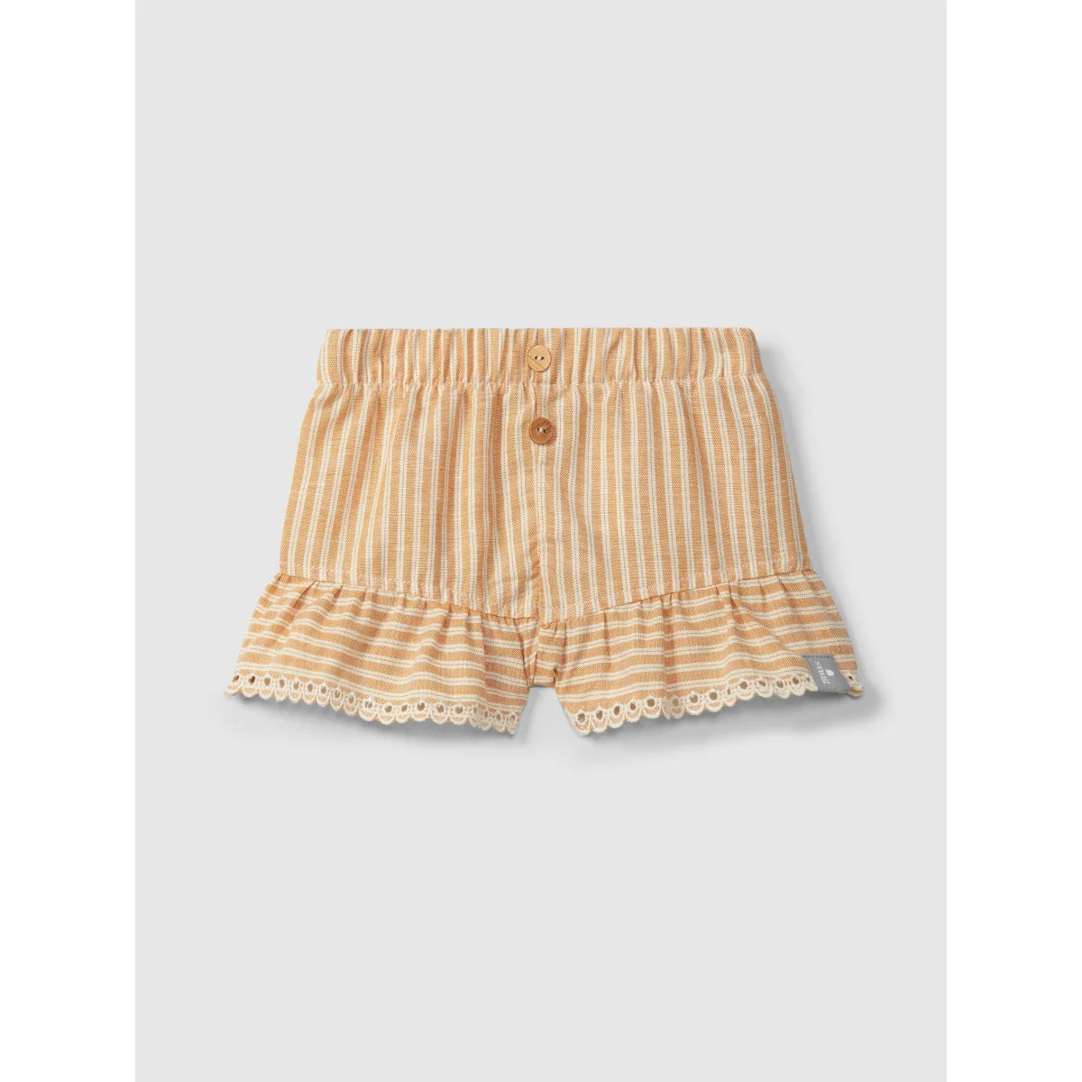 Beige-weisse gestreifte Shorts mit englischer Stickerei