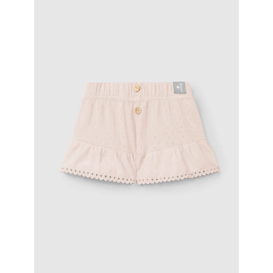 Rosa gestreifte Shorts mit Knopfverschluss und gewelltem Saum für elegante Outfits