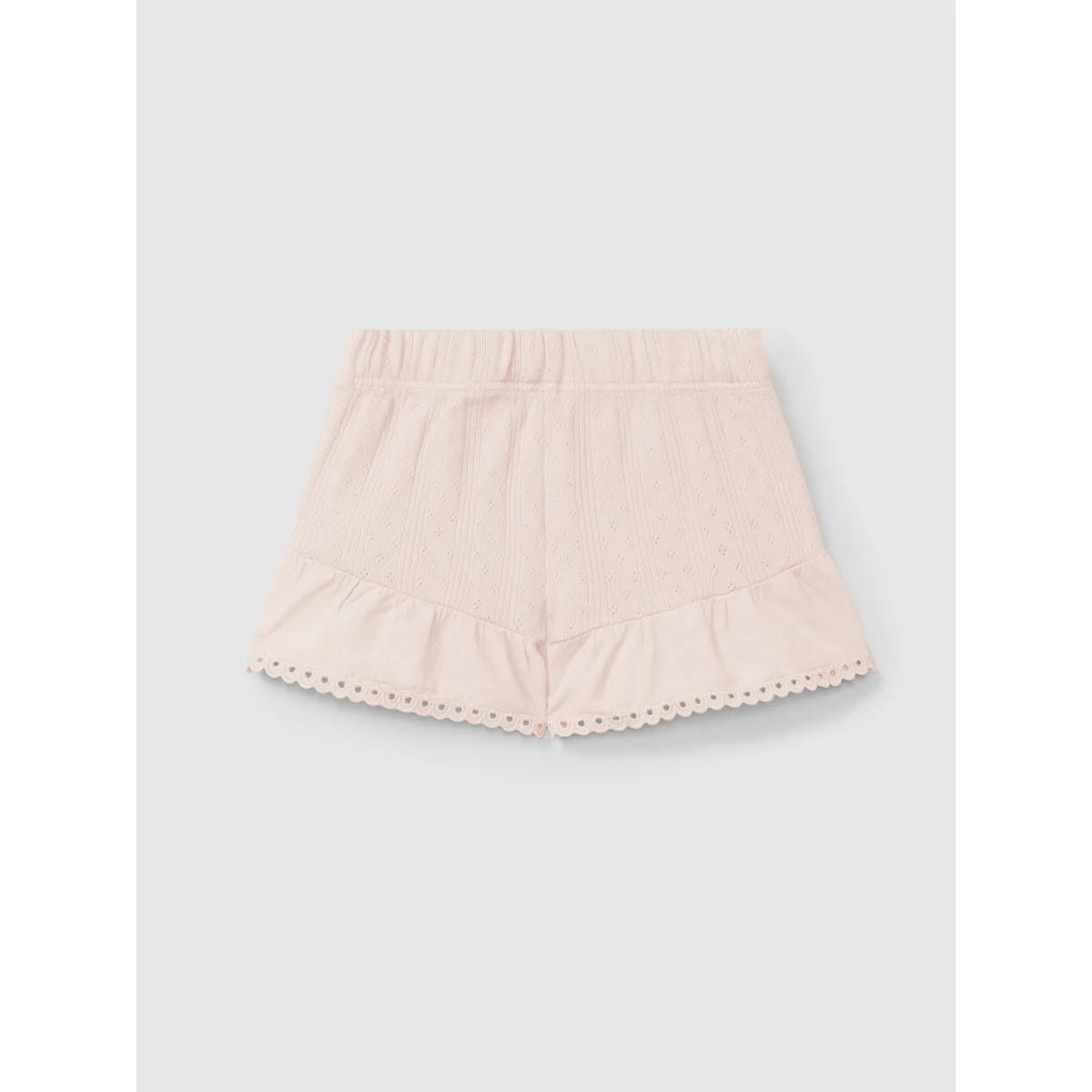 Pink ruffled shorts mit Ajour-Muster und englischer Stickerei in rosa