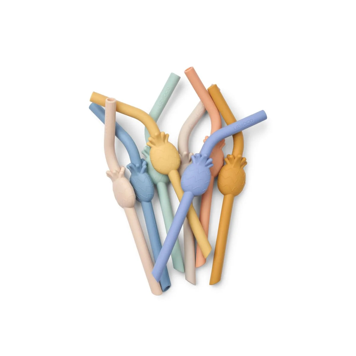 LIEWOOD Silicone Straws 8-Pack mit Ananasmotiv in Sandy multi mix