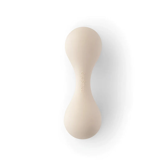 Mushie Silikon Baby Rassel in Sand/Natural