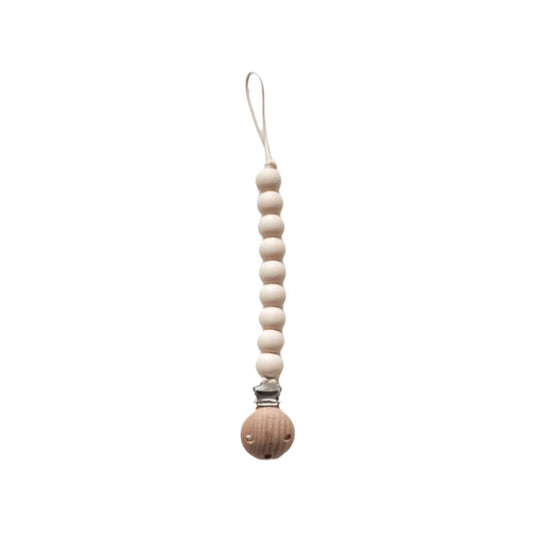 Holzperlen Schnullerkette mit Baumwolle und Silikon für Babysicherheit und Stil