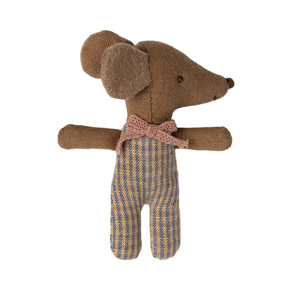 Gestopfte Maus mit gestreiften Overalls und Fliege in Schachtel - Sleepy Wakey Baby Maus