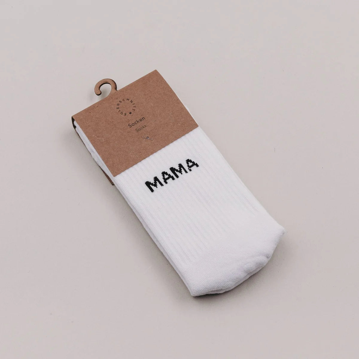 Eulenschnitt Socken MAMA in Weiss