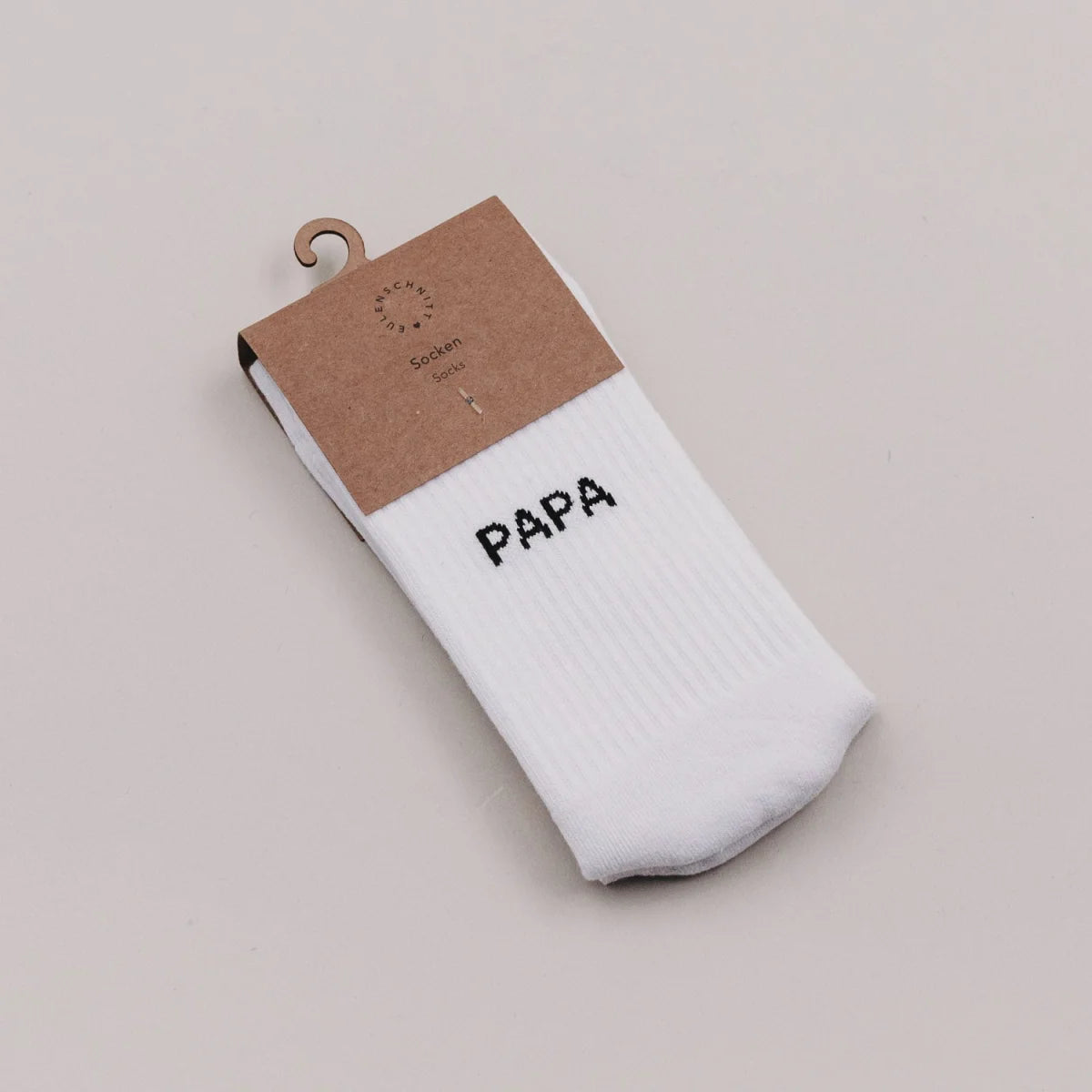 Eulenschnitt Socken PAPA in Weiss