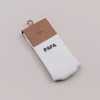 Eulenschnitt Socken PAPA in Weiss