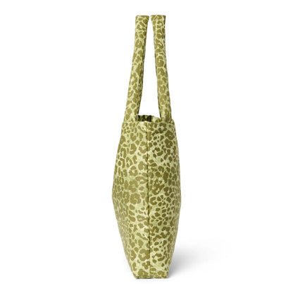 Olivgrüne Leopard-Tasche aus Oeko-Tex Baumwolle, Soft Cotton Mom Tasche