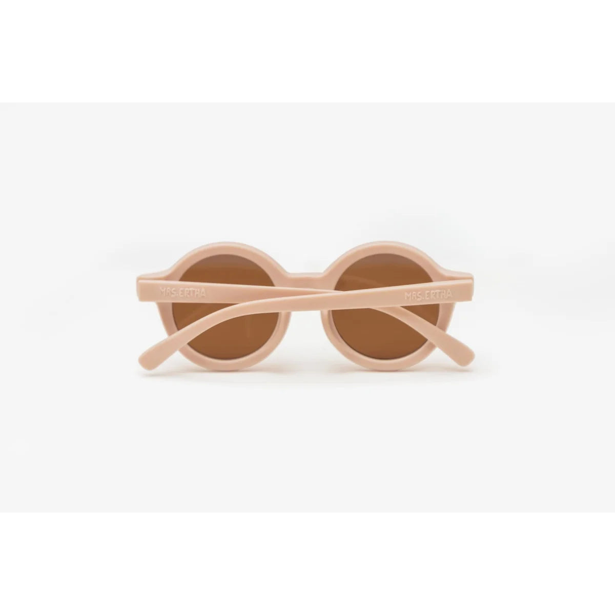 Beige-runde Sonnenbrille mit braunen Gläsern aus der Kollektion Soft Coral
