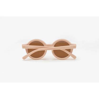 Beige-runde Sonnenbrille mit braunen Gläsern aus der Kollektion Soft Coral