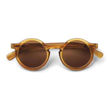 Darla Sonnenbrille für Kinder: runde amber getönte Acetatbrille mit braunen polarisierten Spiegeln