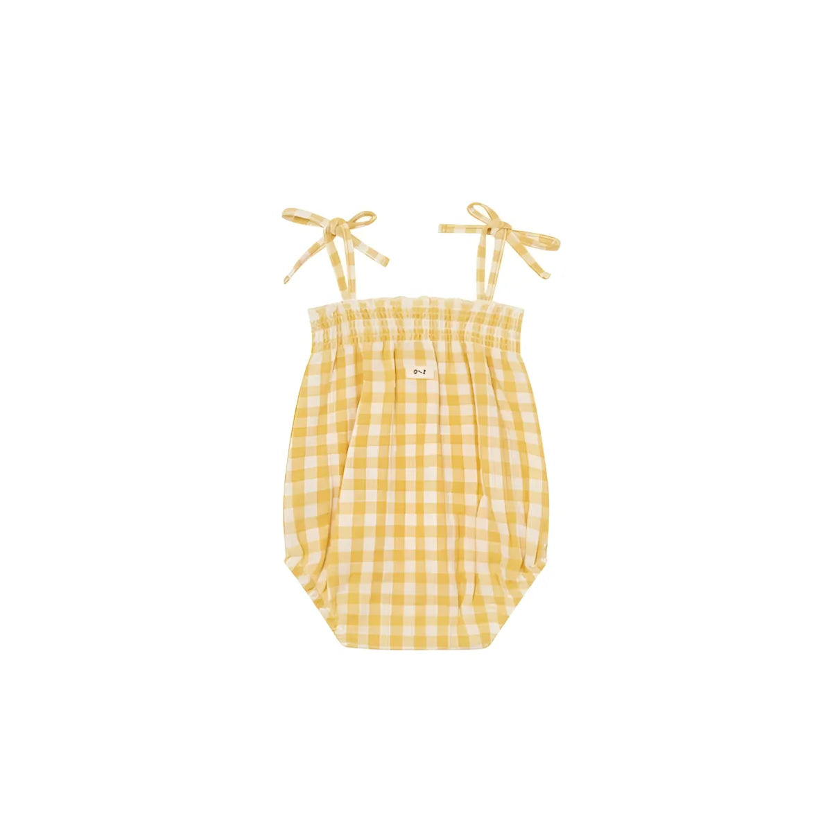 Gelbes-weißes Karogewand-Bodysuit Spaghetti Bodysuit Honeycomb Gingham Rückseite