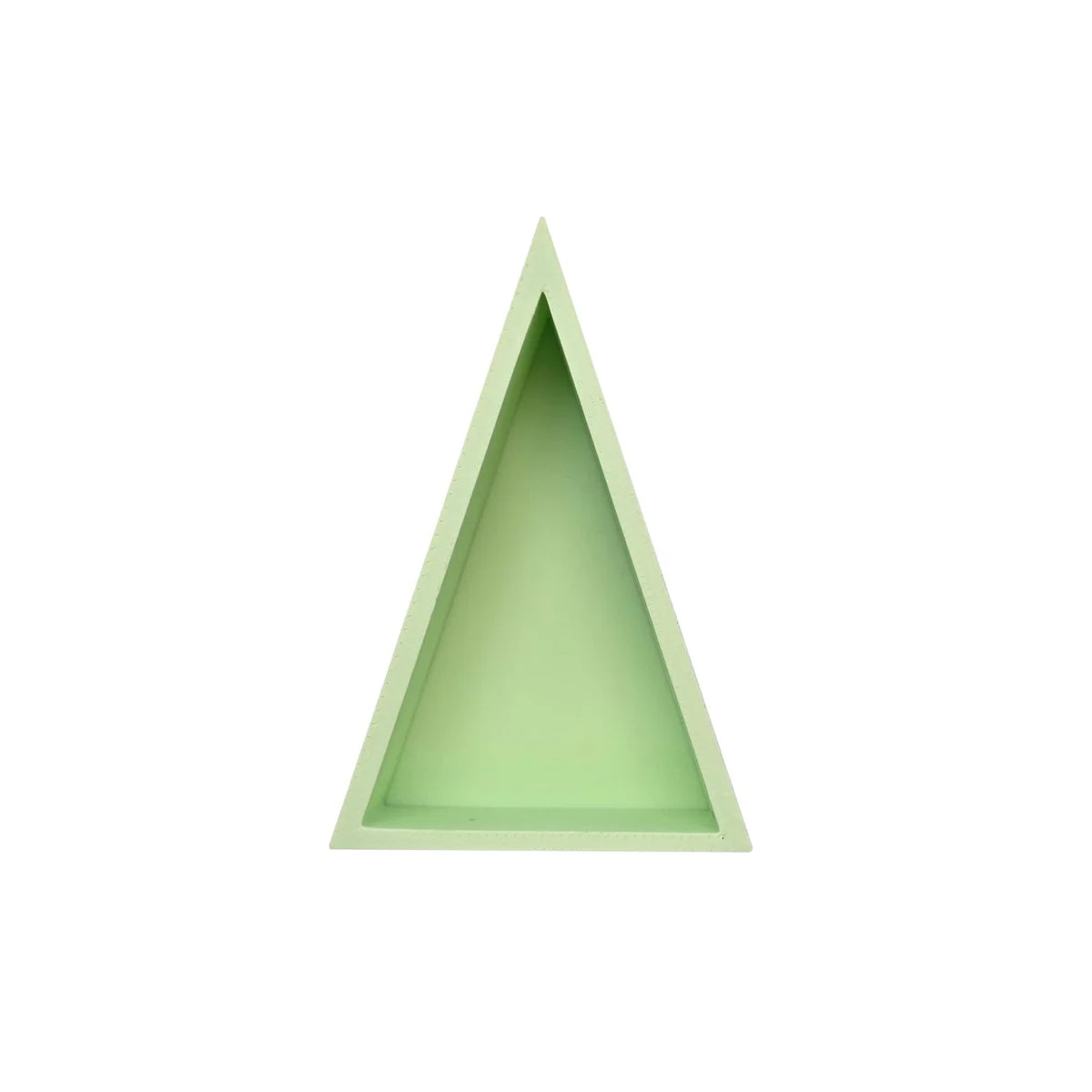 Minimalistisches mintgrünes dreieckiges wandregal spielschälchen mandigo aus glattem lackiertem holz