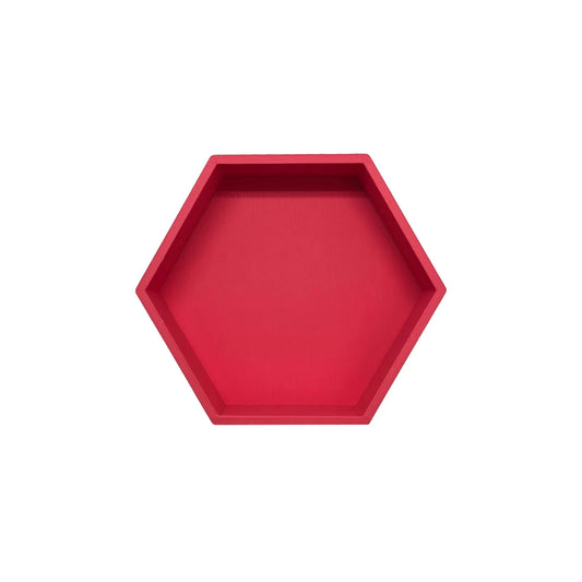 Vibrantes rotes sechseckiges spielschälchen mandigo aus nachhaltigem material ideal für ökologische baby- & kinderprodukte