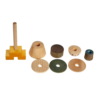 Natürliches stacking toy stick mit bunten holzteilen aus ökologische baby- & kinderprodukte ideal als geschenke