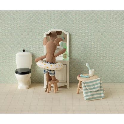 Strandmaus kleiner bruder plush maus doll braun mit karierte shorts und weißem reifen für ökologische baby- & kinderprodukte