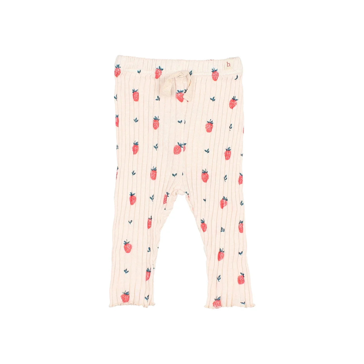 Strawberry Legging Creme Rosa mit Erdbeeren und Blättern