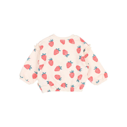 Cremefarbene Strawberry Sweatshirt mit langen Ärmeln und Erdbeermuster