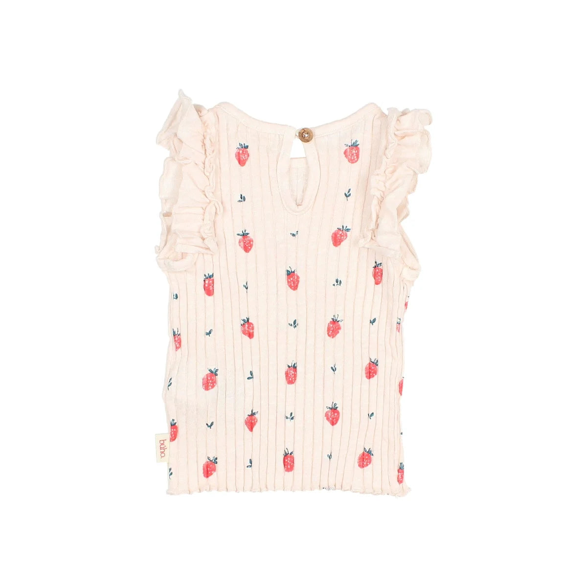 Baby Strawberry T-Shirt Cream Pink mit Rüschen und Erdbeeren