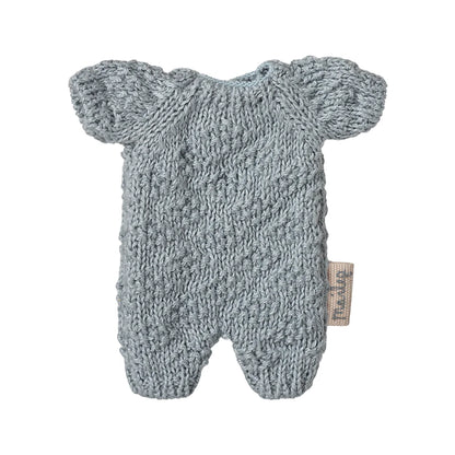 Strickanzug Mikro Blau: hellblauer Mikro-Strickanzug mit kurzen Ärmeln