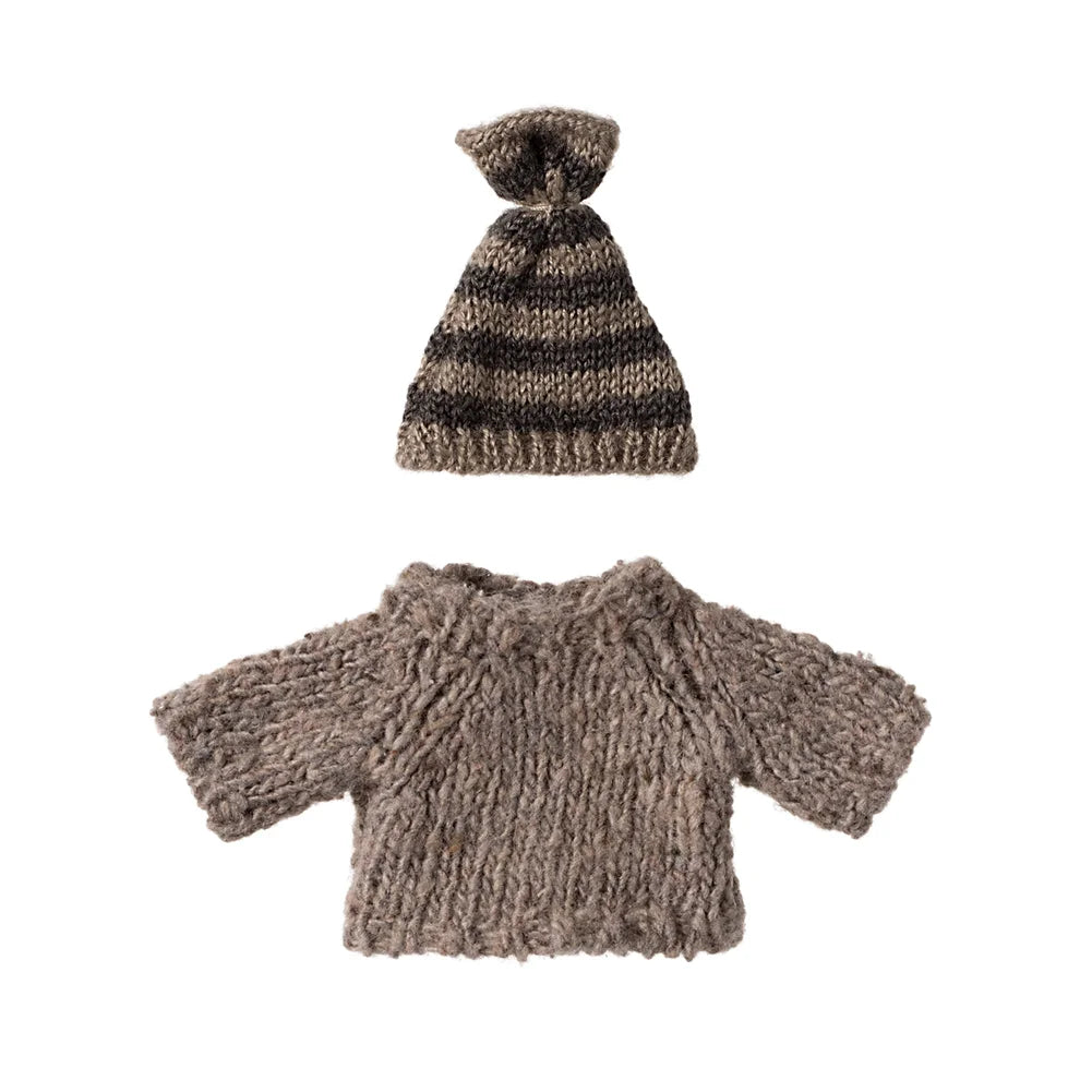 Maileg Strickpullover und Mütze, Grosser Bruder Maus