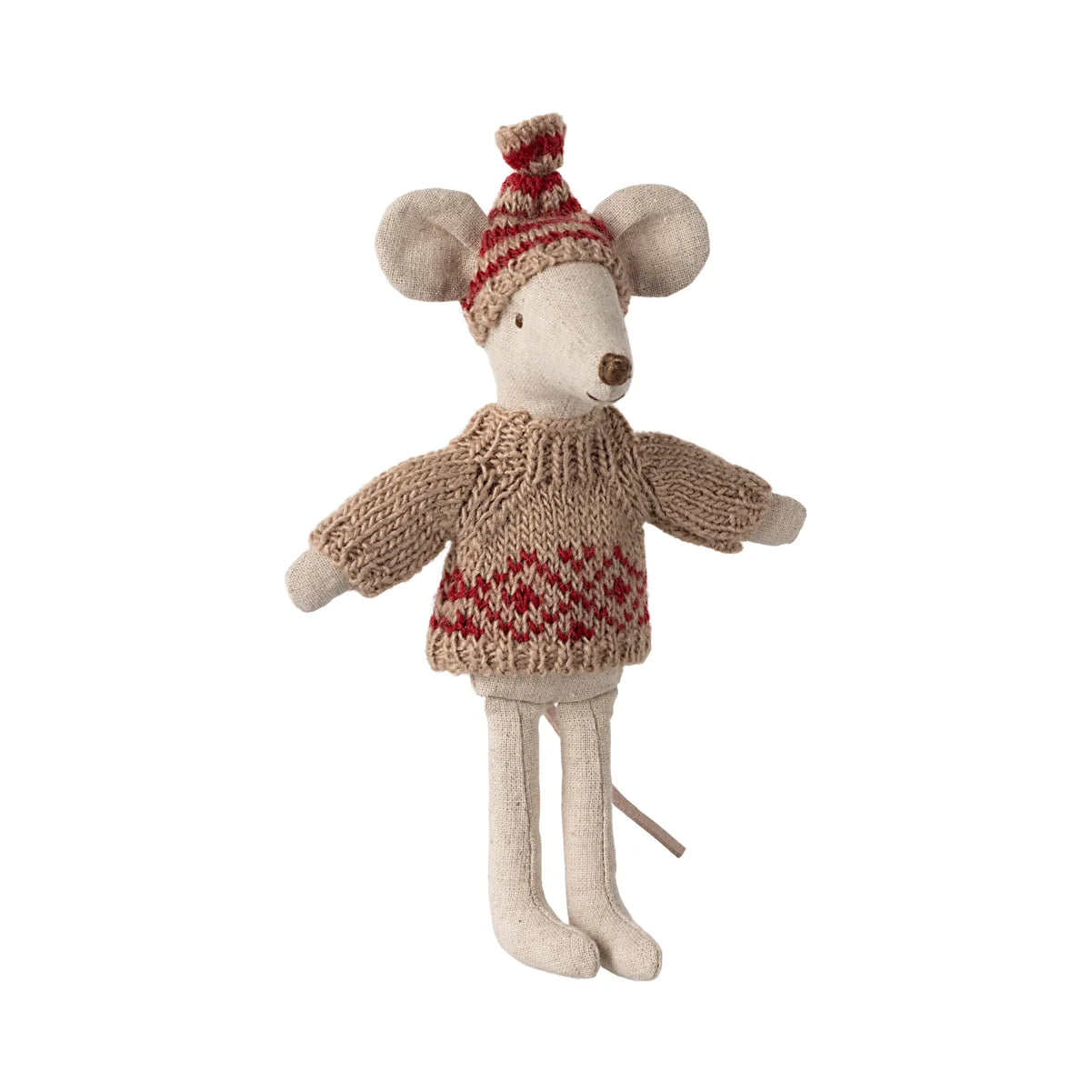 Gestopfter Mäuse-Spielzeug mit gestricktem Pullover und Mütze für Mama Maus
